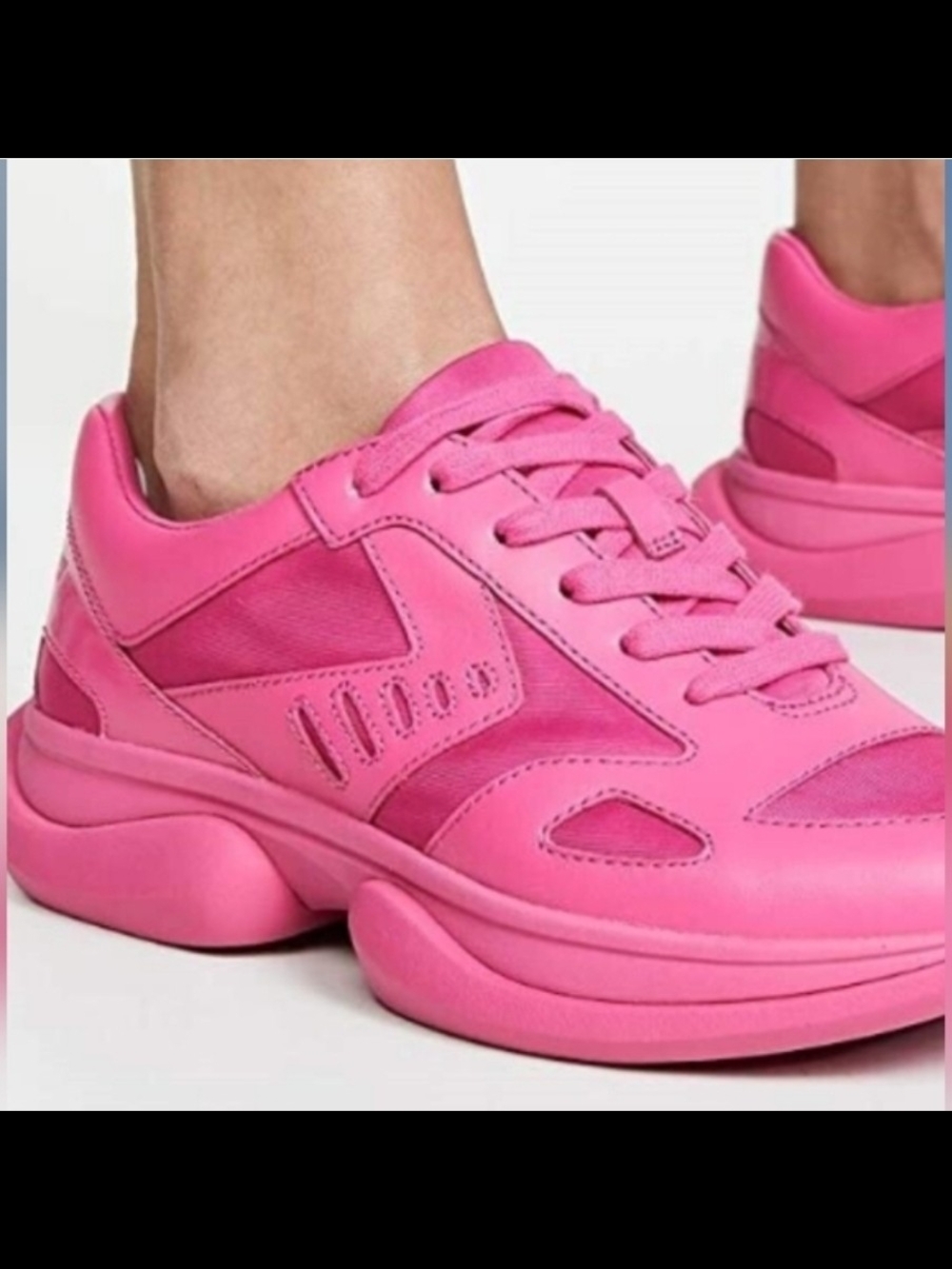 Tory Burch Vibrant Pink Chunky Lace-Up Sneakers